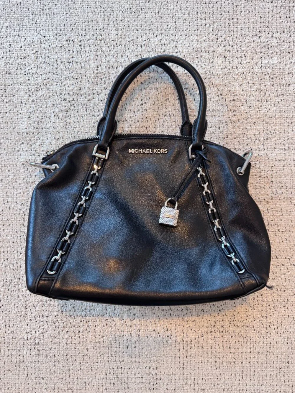 Michael Kors Sadie Metallic Leather Satchel (Used)